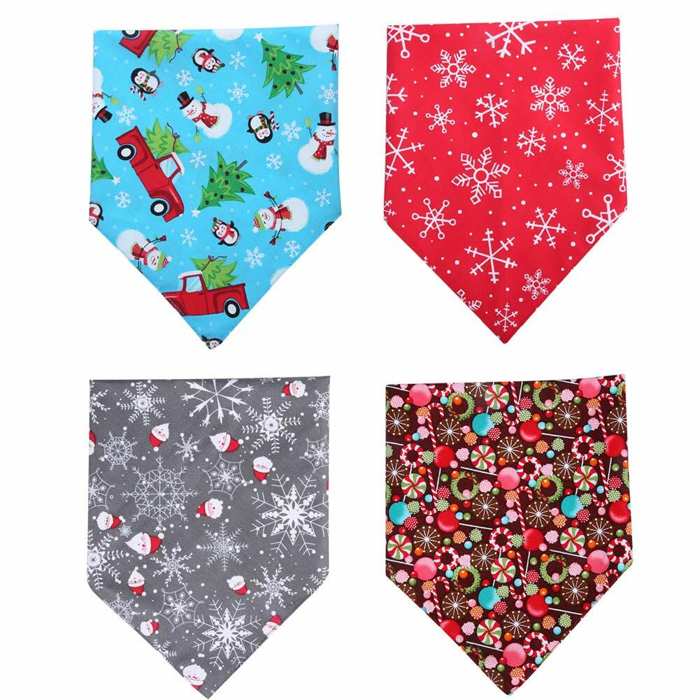 KZHAREEN Christmas Dog Bandanas Reversible Cotton, 4-Pack, Large – photo 2 of 5