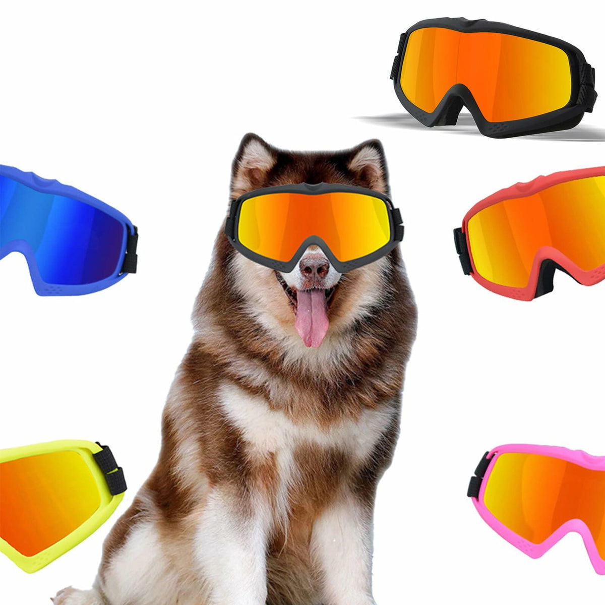 GDSanlian Dog Sunglasses UV-Proof Goggles with Adjustable Strap, Black/Red, Large – photo 1 of 7