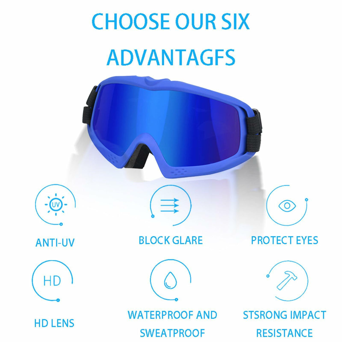 GDSanlian Dog Sunglasses UV-Proof Goggles with Adjustable Strap, Black/Red, Large – photo 5 of 7