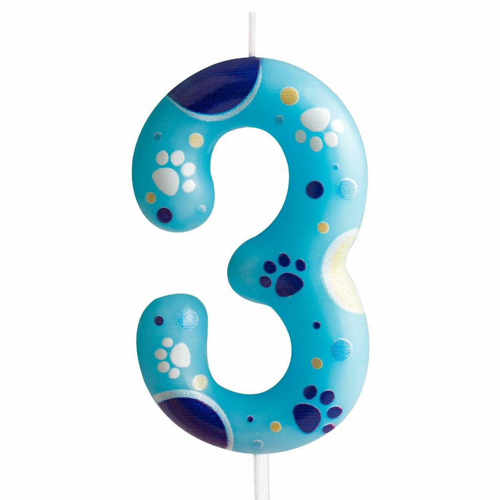 Blue Paw Print Dog Birthday Candle – Number 2 – alternate view 2