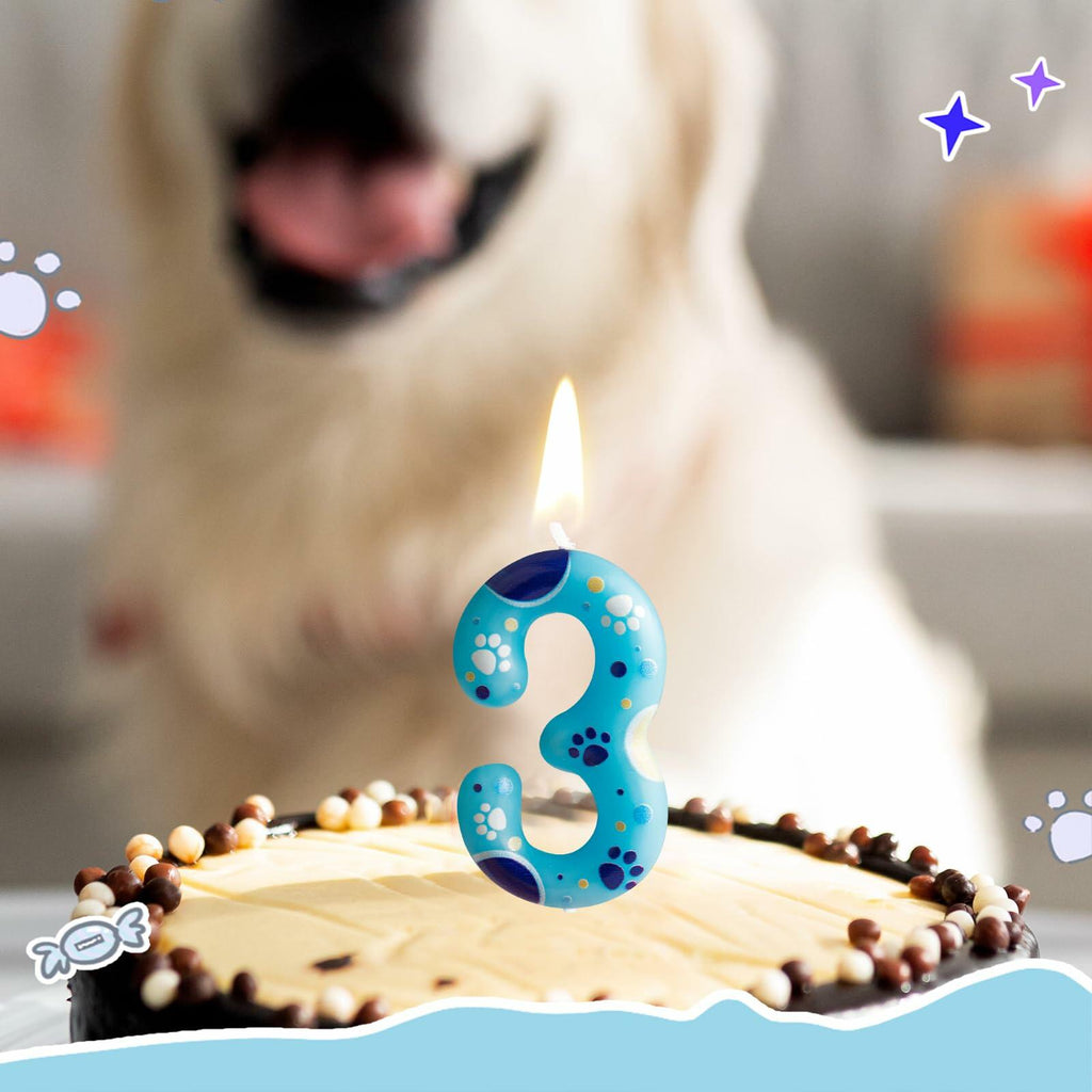 Blue Paw Print Dog Birthday Candle – Number 2 – alternate view 4