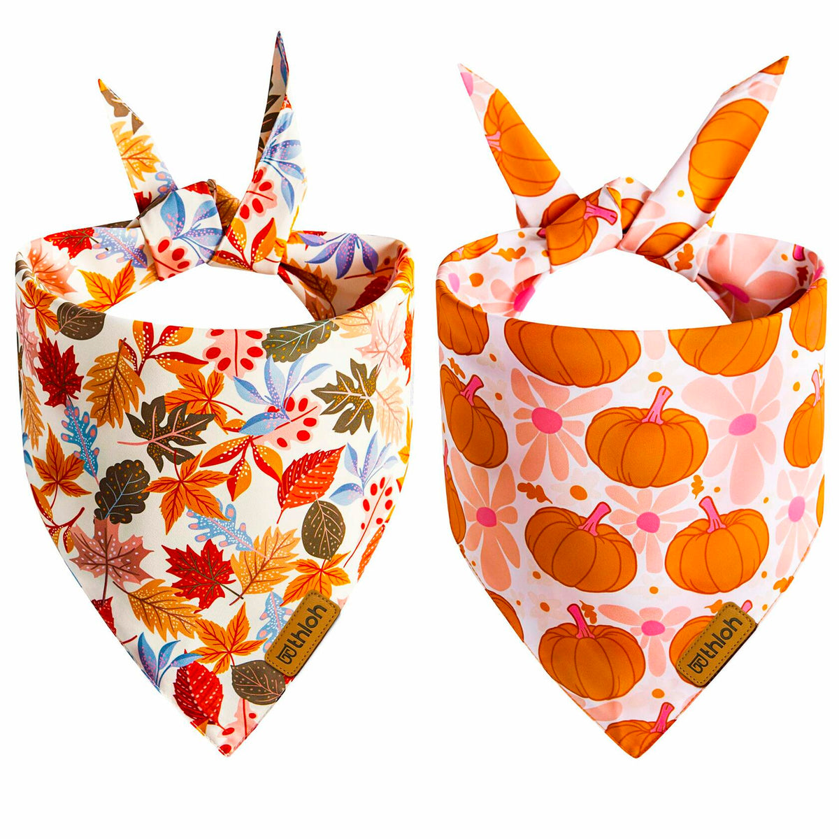 THLOH Fall Dog Bandanas Reversible Pumpkin & Leaf, Orange, 2-Pack, Large – photo 1 of 6