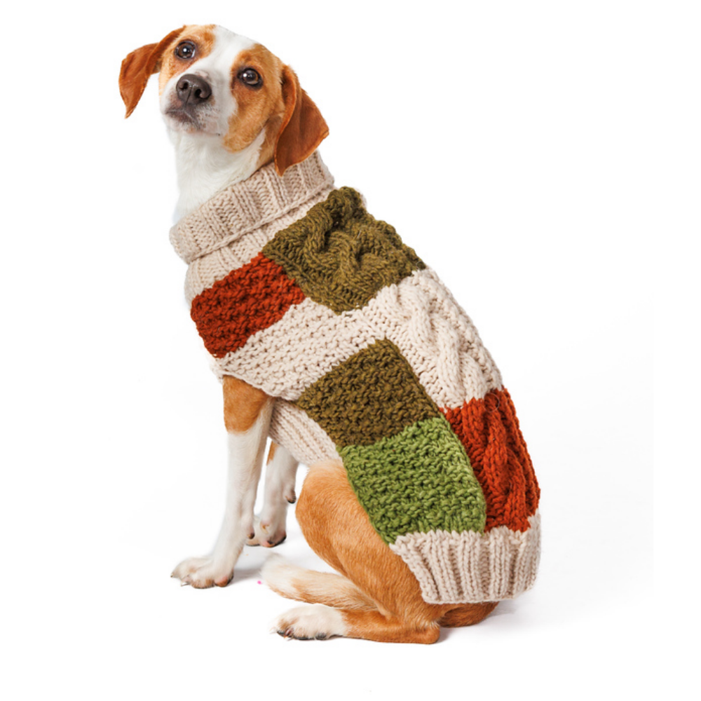 Patchwork Wool Dog Sweater 100 Percent Natural Wool Earth Tones – photo 3 of 8