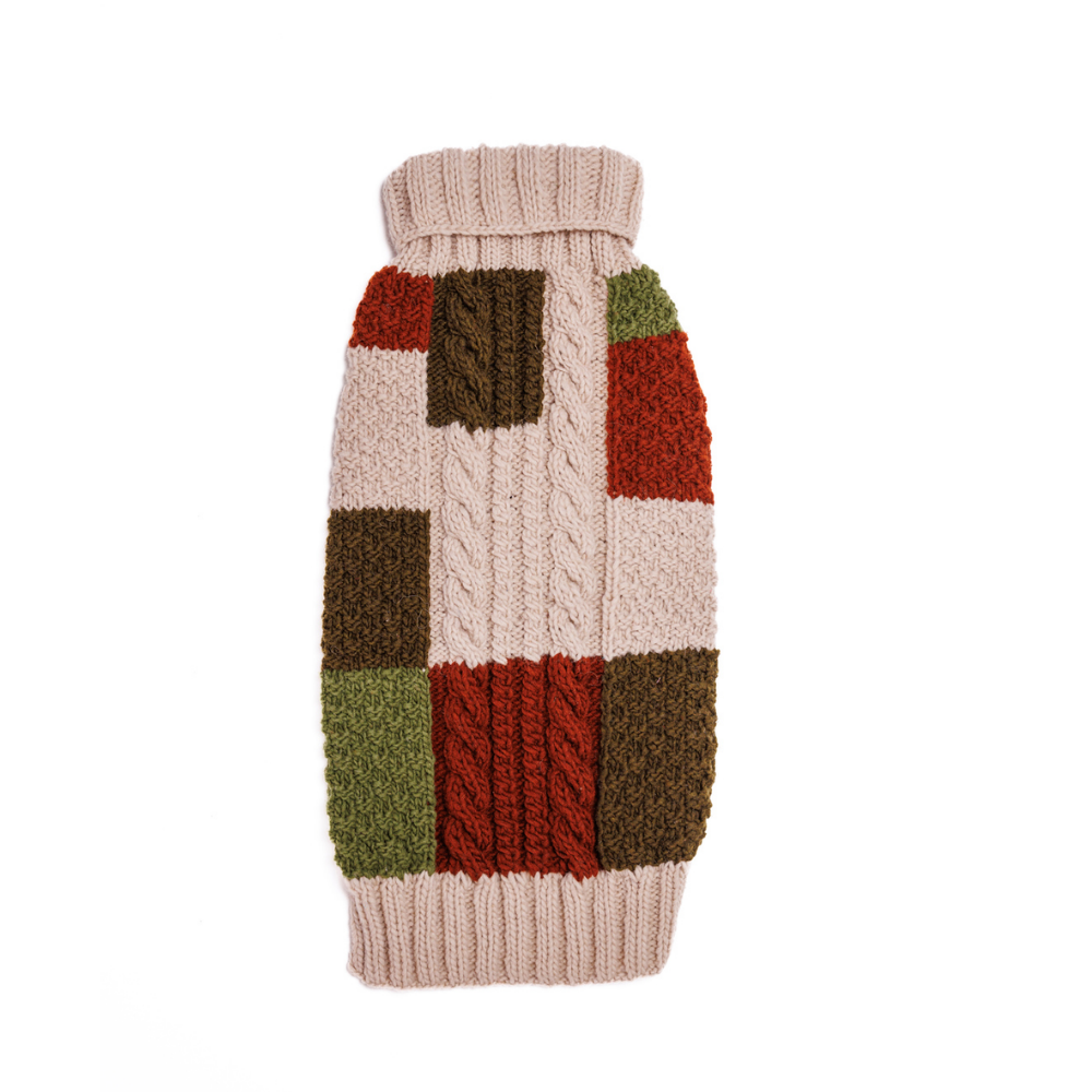 Patchwork Wool Dog Sweater 100 Percent Natural Wool Earth Tones – photo 5 of 8