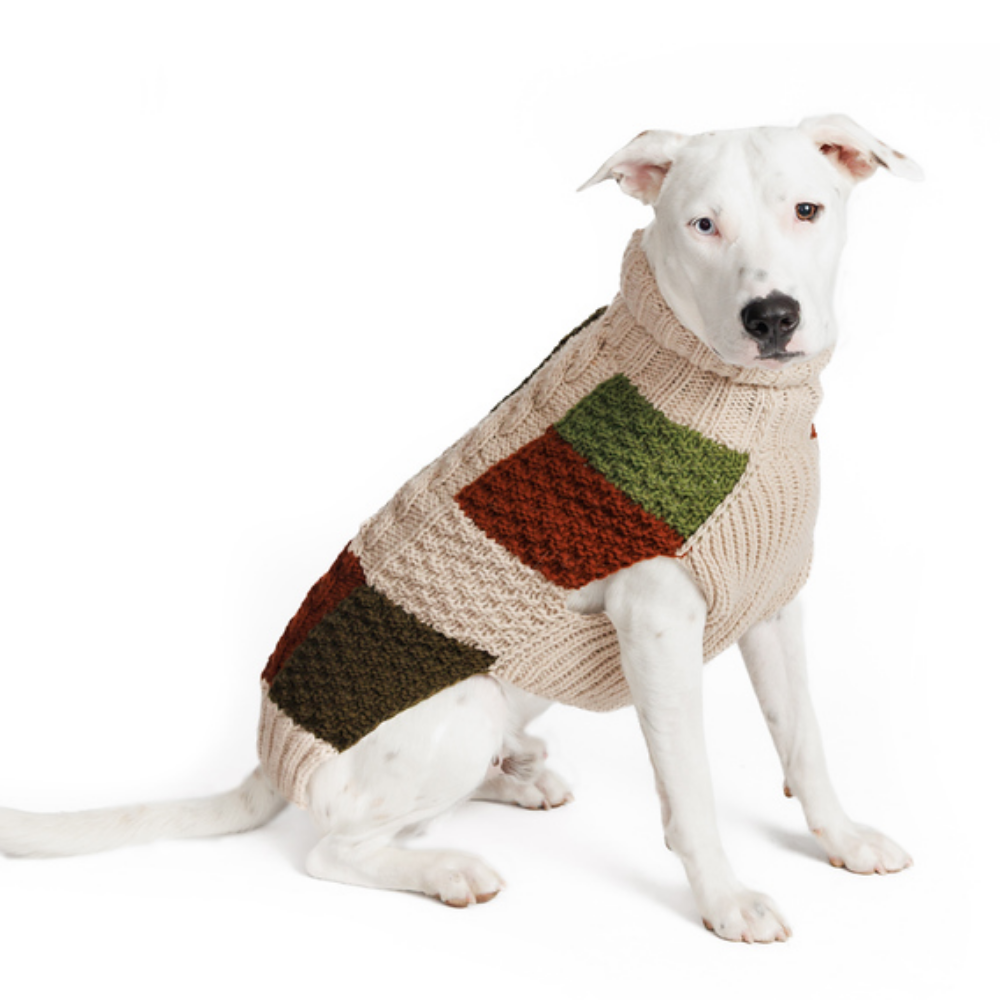 Patchwork Wool Dog Sweater 100 Percent Natural Wool Earth Tones – photo 6 of 8