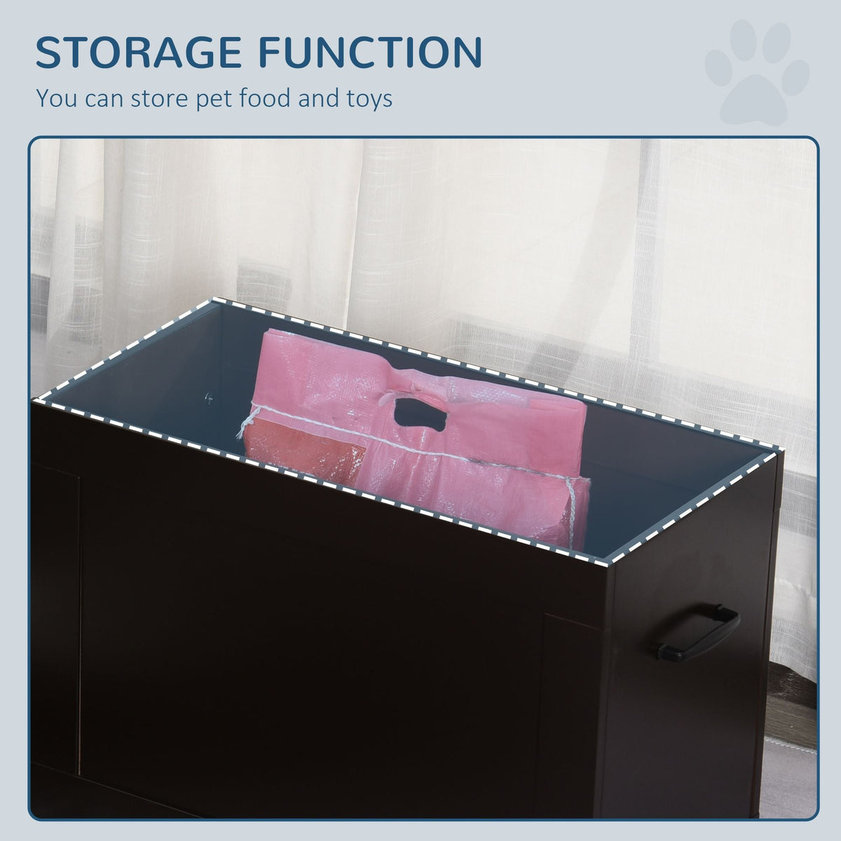 PawHut Raised Dog Feeding Station with Storage & 2 Stainless Steel Bowls – Dark Brown – alternate view 8