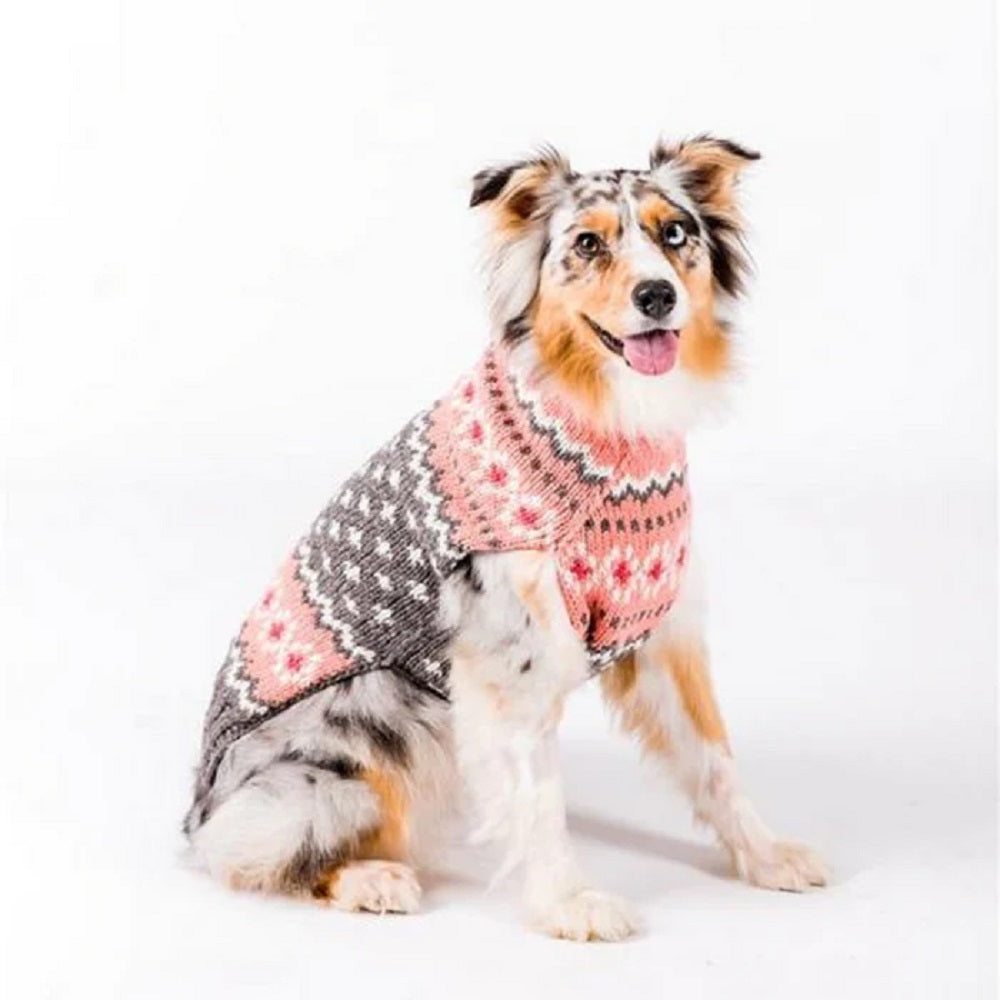 Peach Fairisle Dog Sweater White Peach and Gray Fair Isle – photo 2 of 8