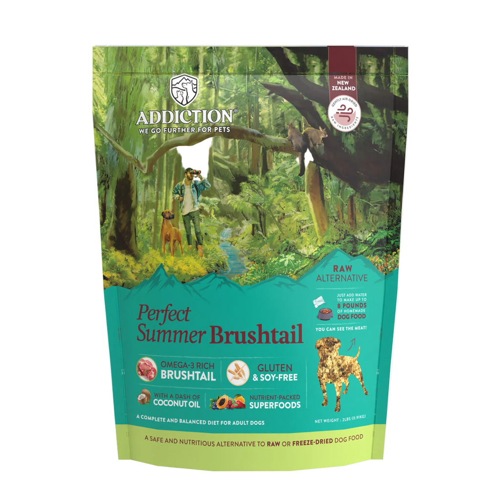 Addiction Perfect Summer Brushtail air-dried dog food bag, front
