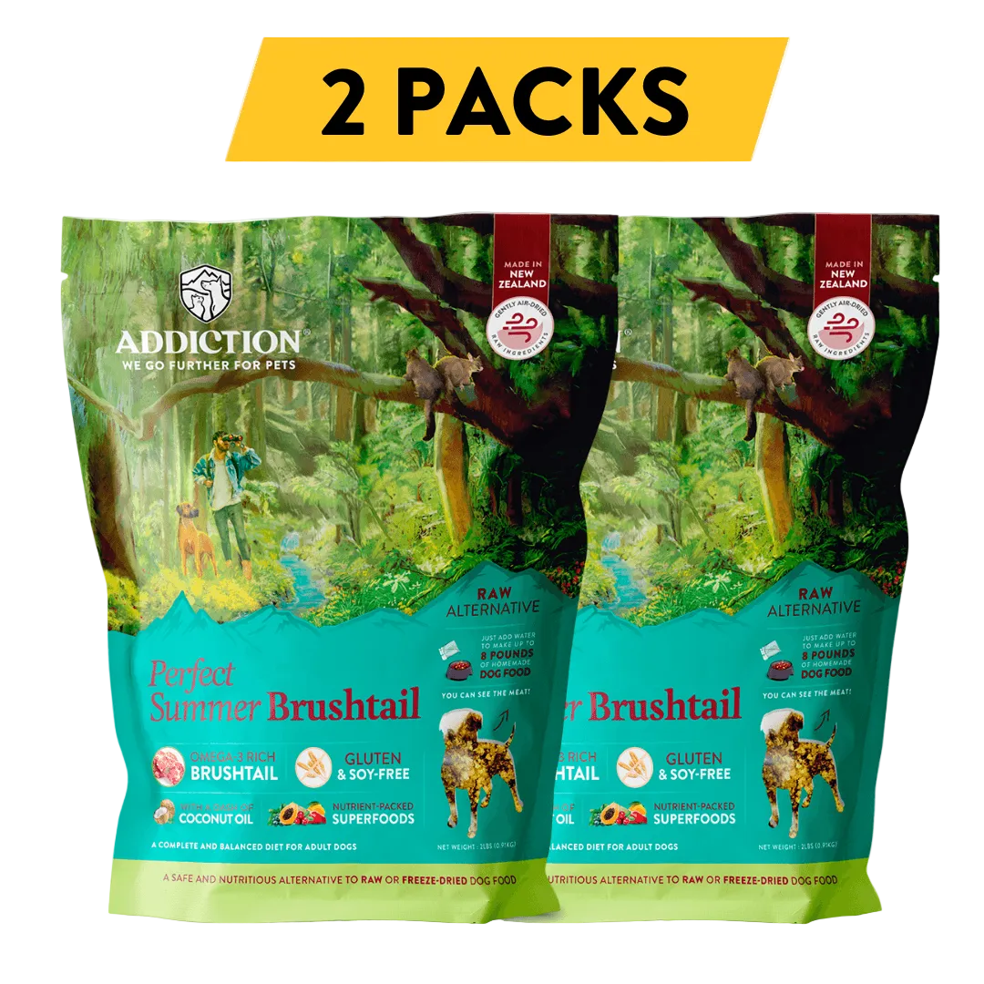 Two packs of Perfect Summer Brushtail air-dried dog food