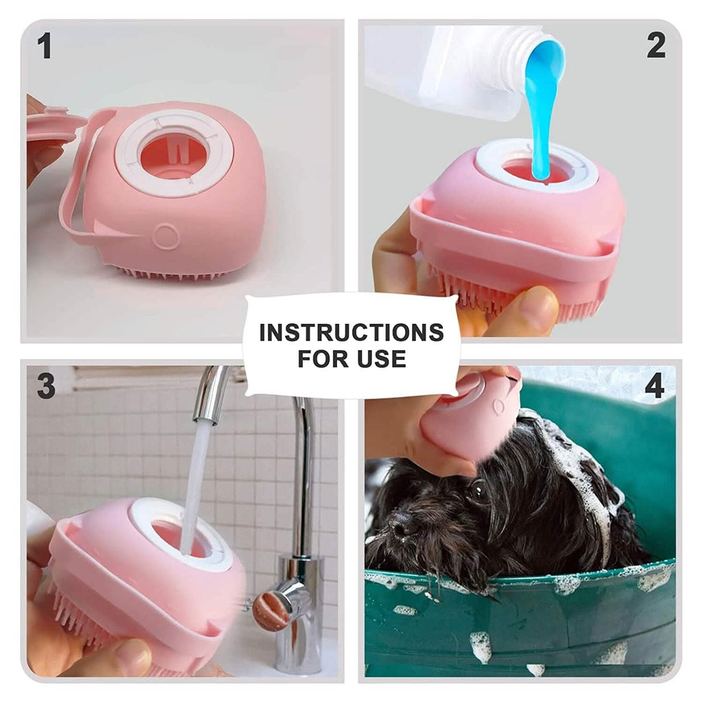 Pet Bath Brush and Shampoo Dispenser Silicone Scrubber – photo 7 of 9