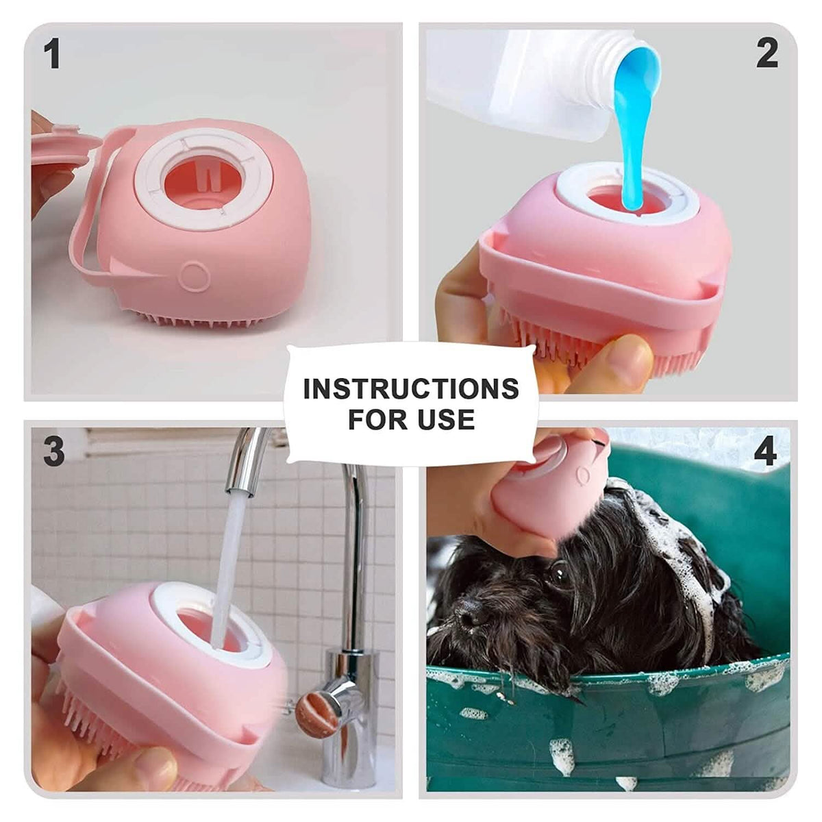 Pet Bath Brush and Shampoo Dispenser Silicone Scrubber – photo 7 of 9