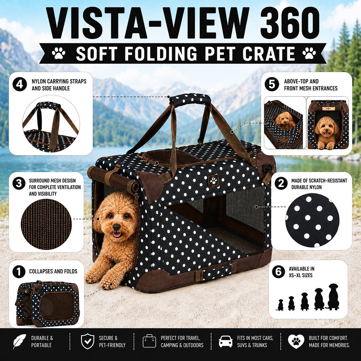 Pet Life 360° Vista View Soft Folding Metal Framed Dog Crate – alternate view 18