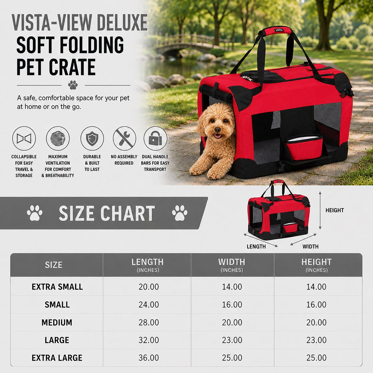 Pet Life Deluxe 360° Vista View Soft Folding Dog Crate with Bowl – alternate view 7