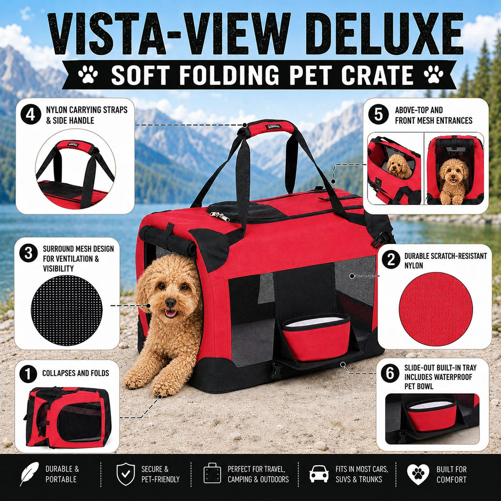 Pet Life Deluxe 360° Vista View Soft Folding Dog Crate with Bowl – alternate view 2