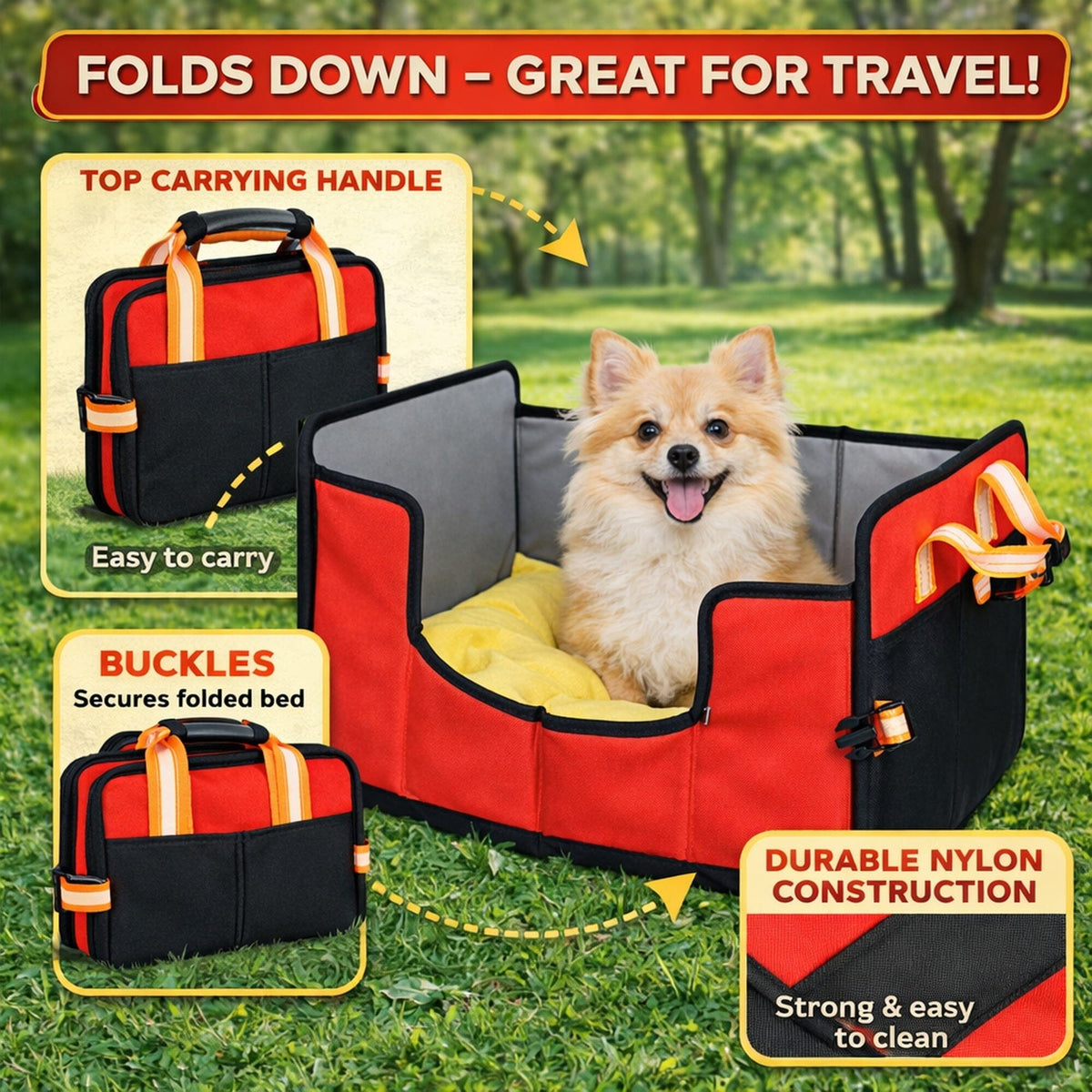 Pet Life ® 'Travel-Nest' Folding Travel Cat and Dog Bed – alternate view 23