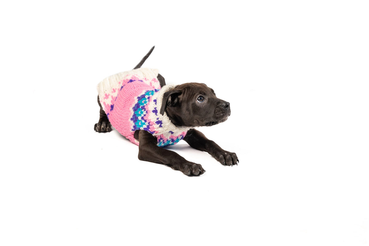 Pink Ski Bum Dog Sweater Alpaca with Harness Hole – photo 3 of 7