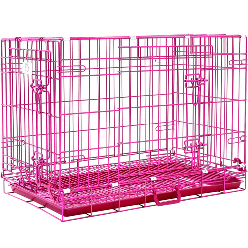 24-42 Inch Pink Wire Dog Crate – alternate view 2