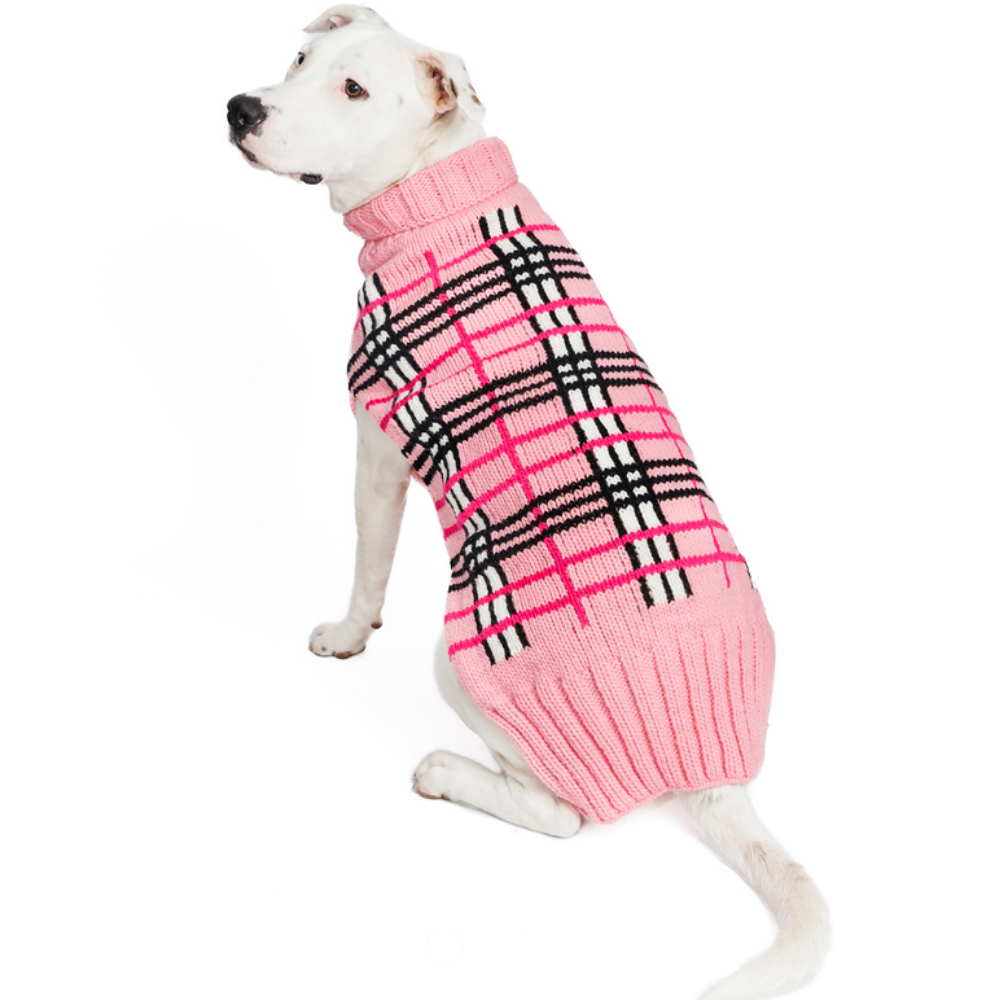 Derby Pink Plaid Dog Sweater 100 Percent Natural Wool with Turtleneck – photo 4 of 7