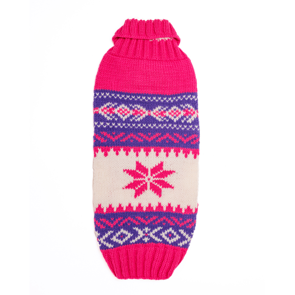 Pink Vail Dog Sweater 100 Percent Wool Fair Isle Snowflake – photo 7 of 7