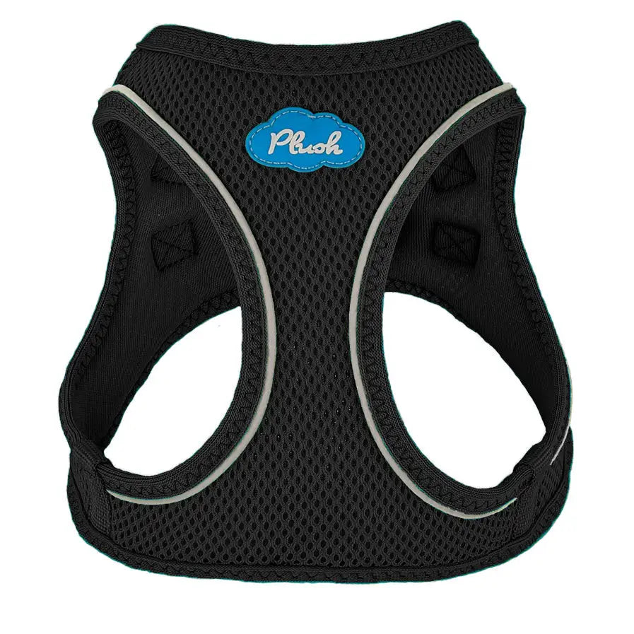 Plush Step-In Air Mesh Dog Harness – Black – front view