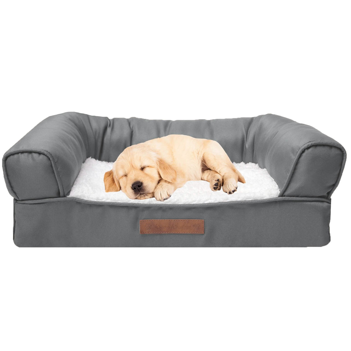 Premium sofa-style orthopedic pet bed with egg-crate foam