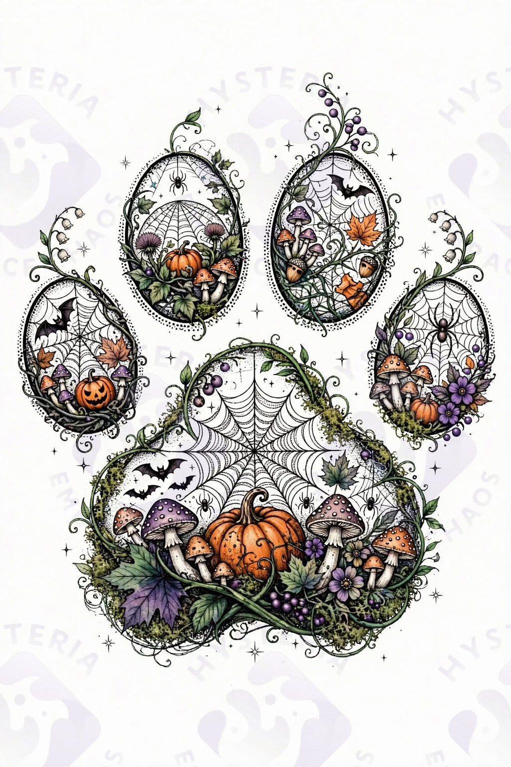 Spooky Web Paw — Hysteria digital dog art, watermarked preview