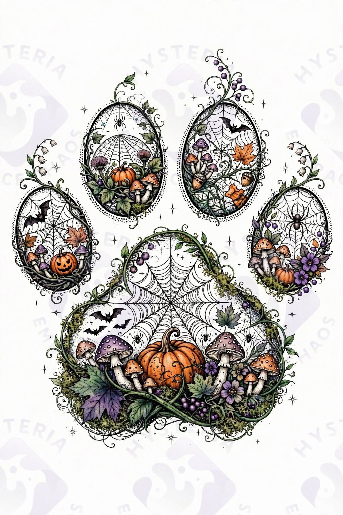 Spooky Web Paw — Hysteria digital dog art, watermarked preview