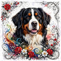 Bernese Blossom — Hysteria digital dog art, watermarked preview