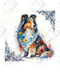 Sheltie in Blue — Hysteria digital dog art, watermarked preview