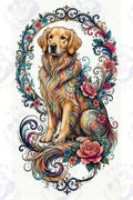 Golden in Bloom — Hysteria digital dog art, watermarked preview