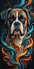 Boxer in Papercut — Hysteria digital dog art, watermarked preview