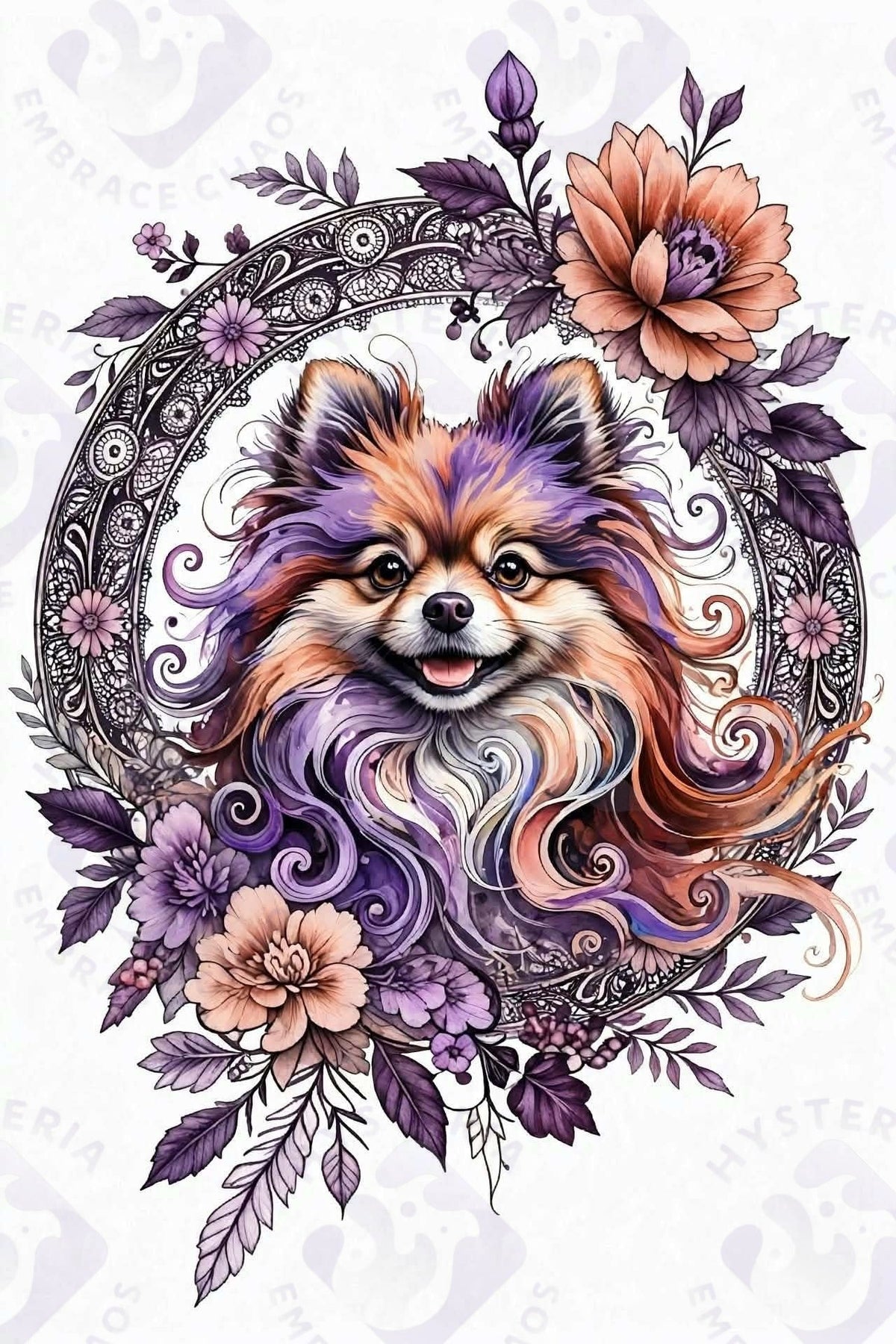 Pom in the Round — Hysteria digital dog art, watermarked preview