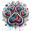 Galaxy Hearts Paw — Hysteria digital dog art, watermarked preview