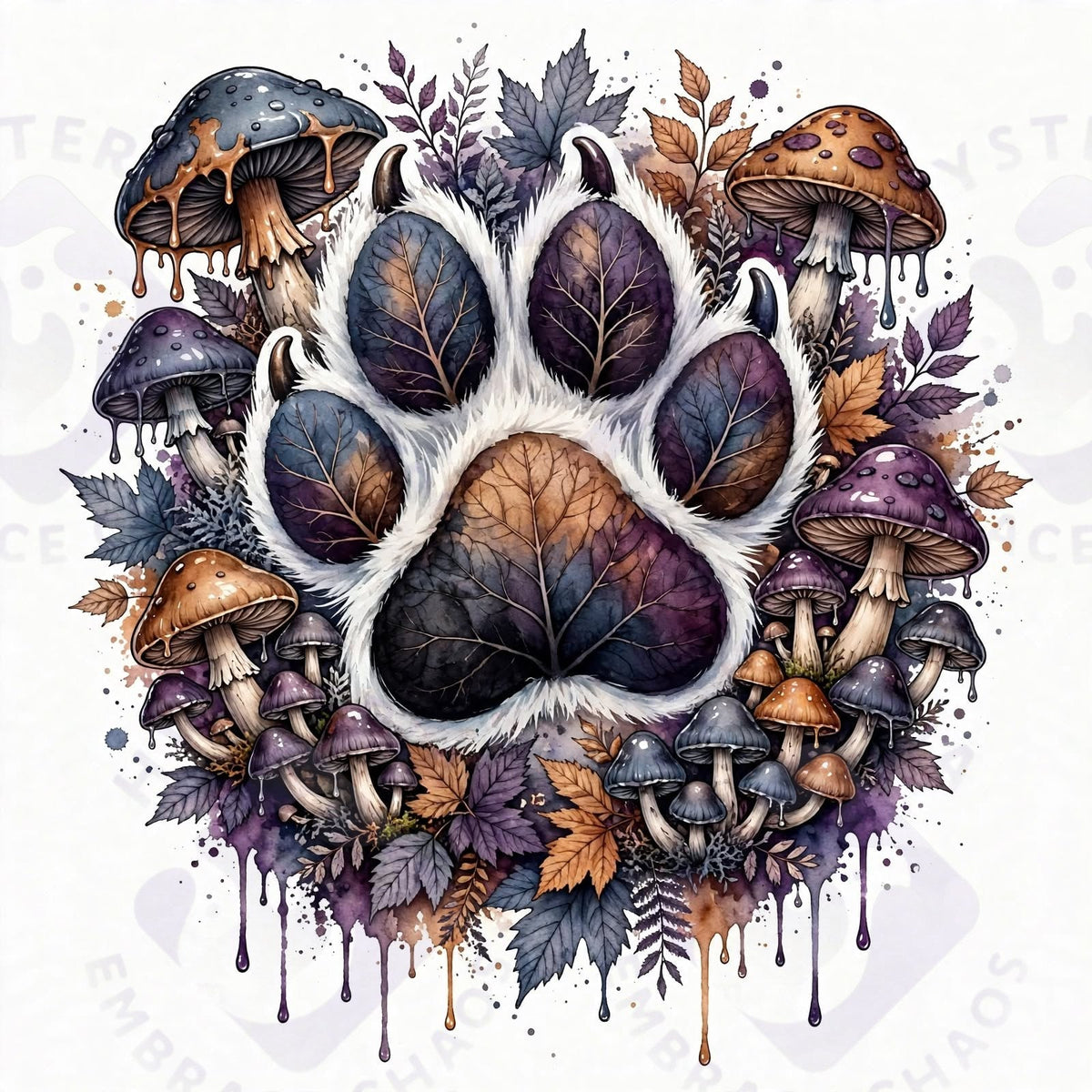 Midnight Forest Paw — Hysteria digital dog art, watermarked preview