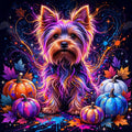 Neon Harvest Yorkie — Hysteria digital dog art, watermarked preview