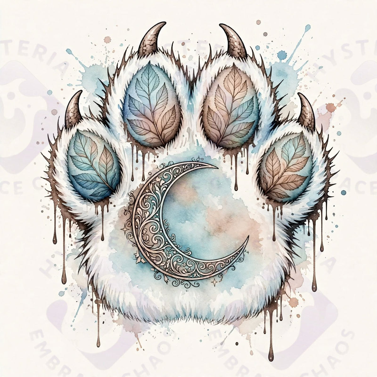 Winter Moon Paw — Hysteria digital dog art, watermarked preview
