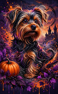 Haunted Night Yorkie — Hysteria digital dog art, watermarked preview