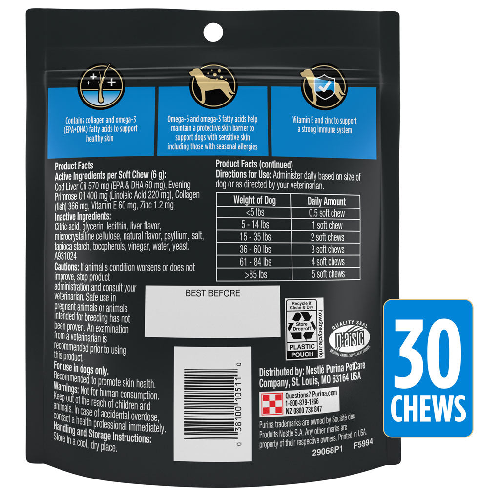 Purina Pro Plan Veterinary Supplements Skin Care Soft Chews for Dogs – photo 2 of 11