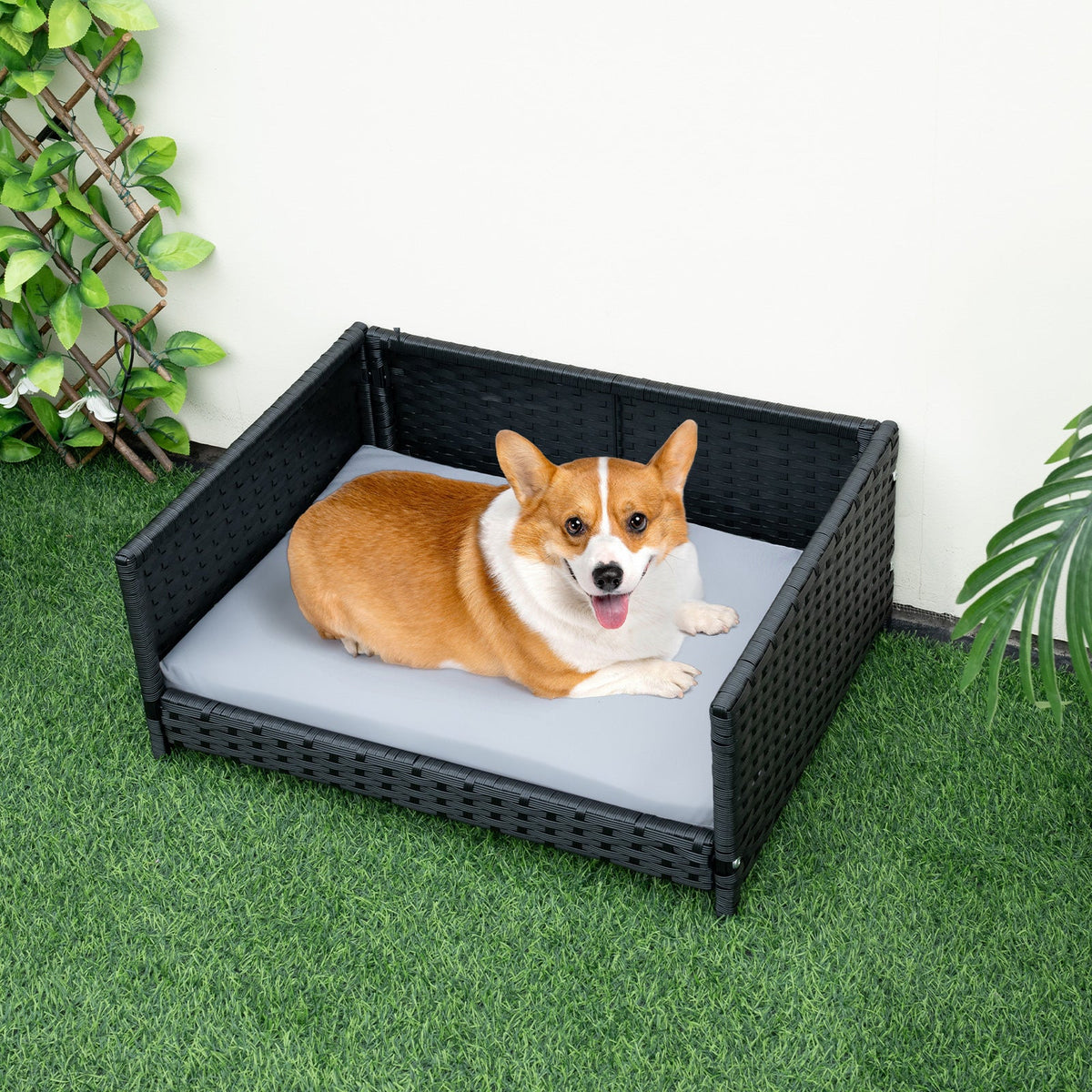 Rattan Dog Bed with Waterproof Cushion Gray – photo 6 of 8