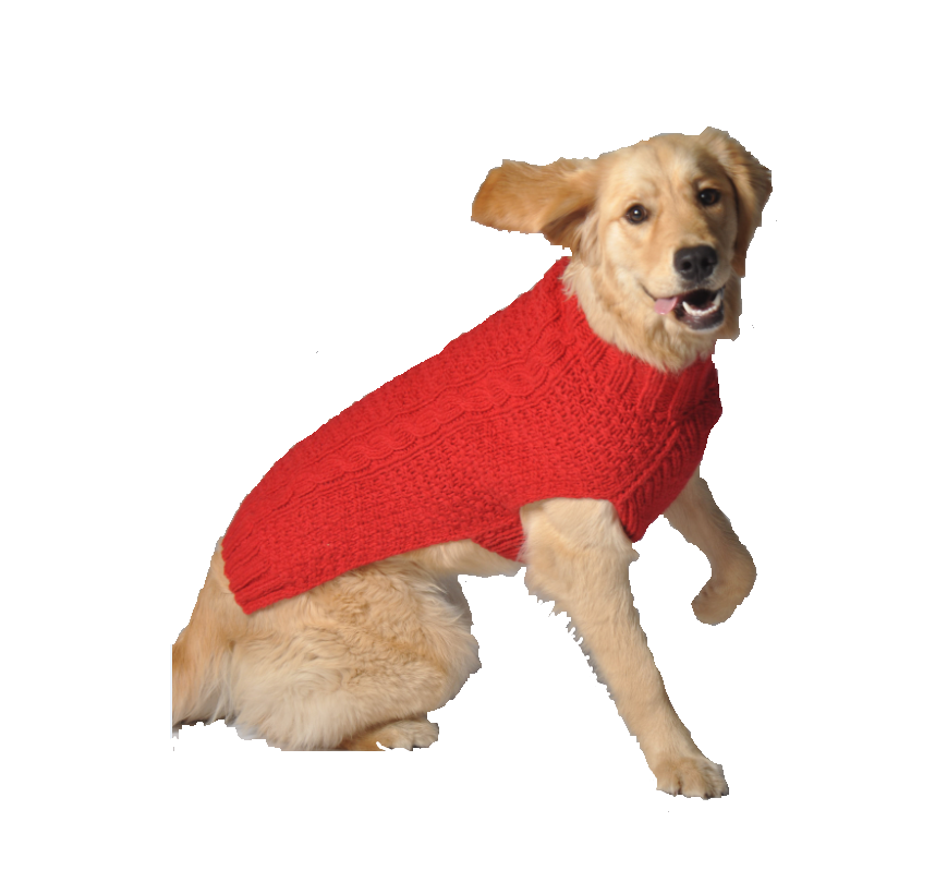 Red Cable Knit Dog Sweater Hand Knit – photo 2 of 5