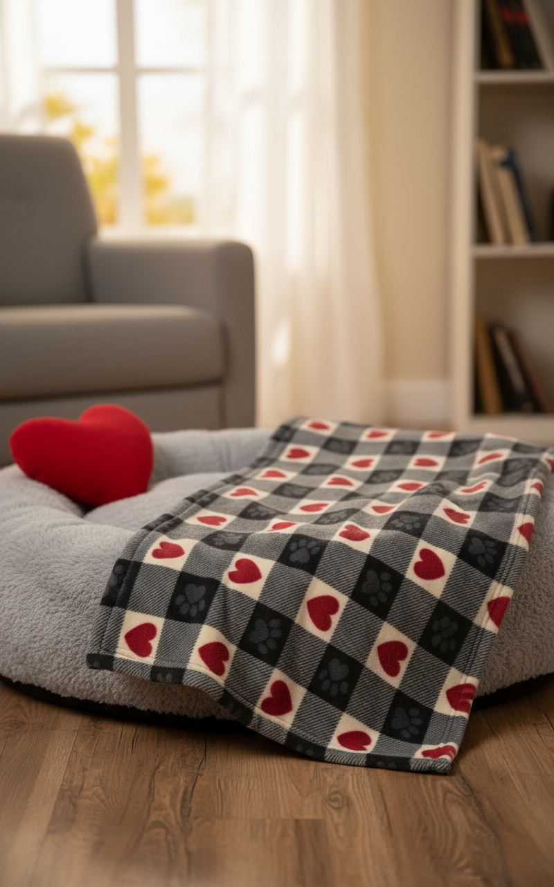 Dog Blanket red heart