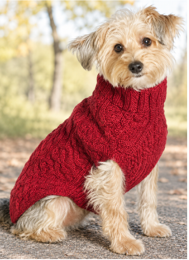 Red Cable Knit Dog Sweater Hand Knit – photo 3 of 5
