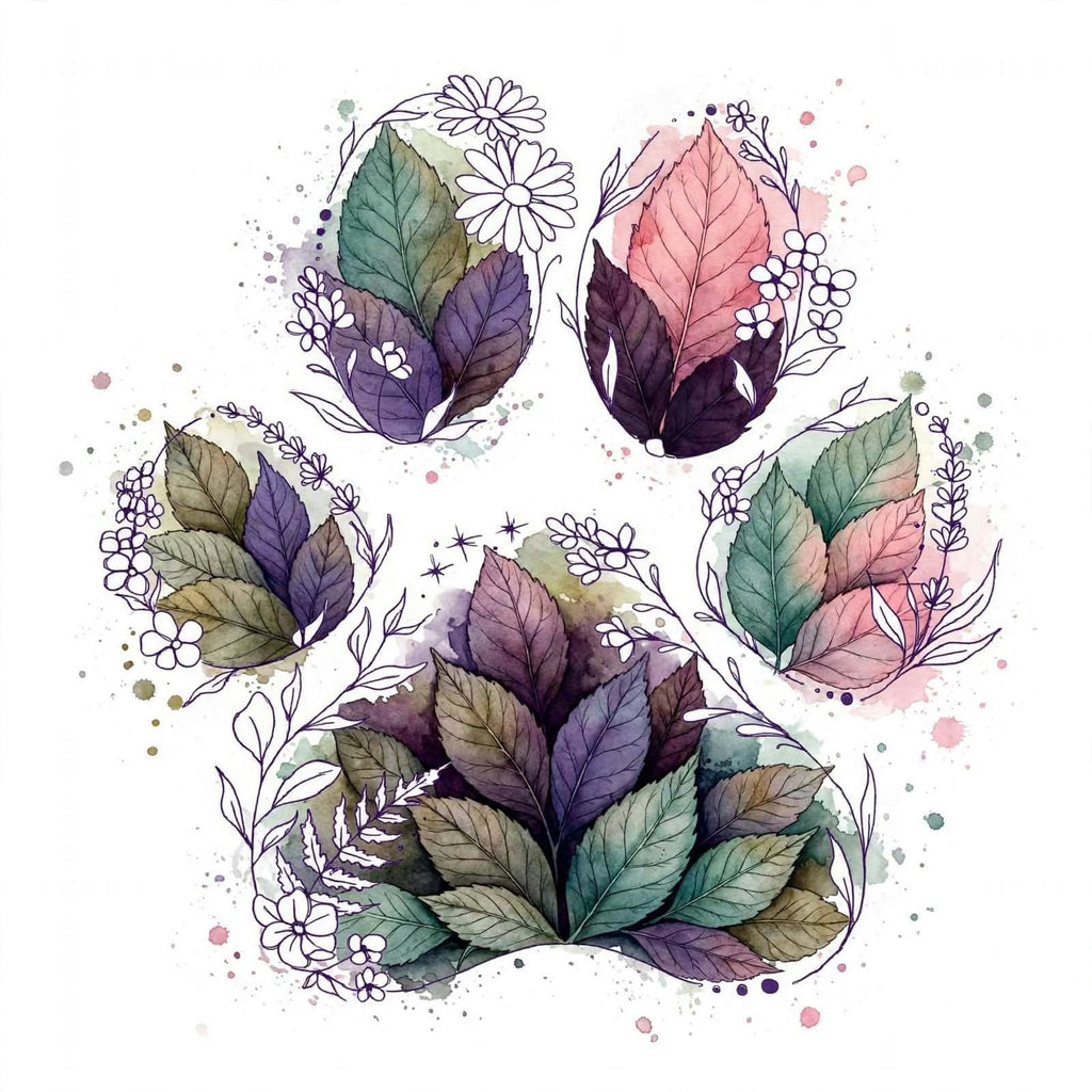 Spring Garden Paw – Pastel Botanical Dog Digital Art