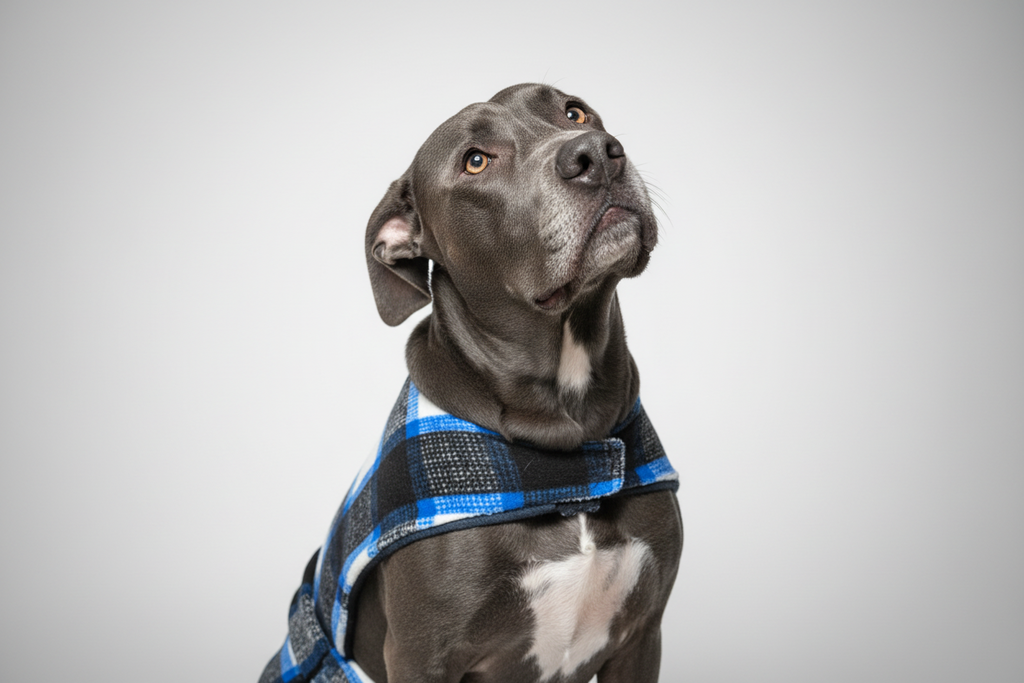 Custom fleece dog vest made to measure, vest front view