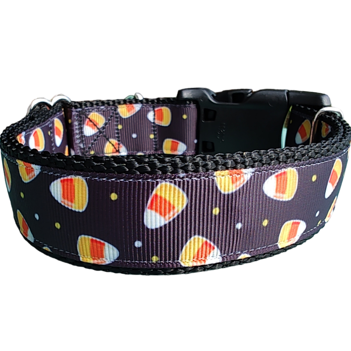 Halloween scattered candy corn nylon dog collar