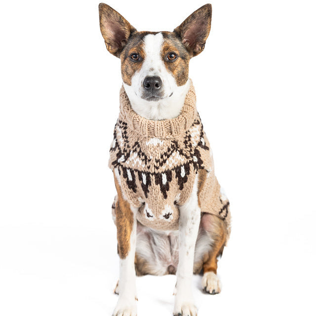 Sandy Cable Knit Dog Sweater Brown and Tan – photo 2 of 3
