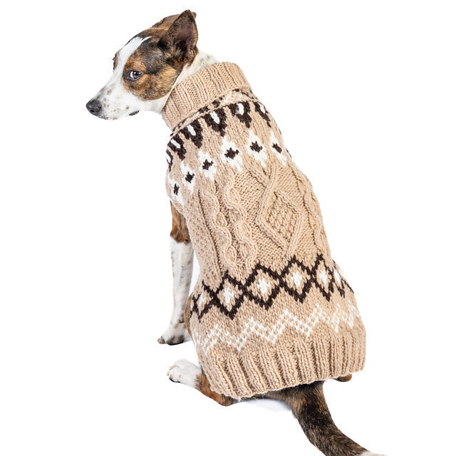 Sandy Cable Knit Dog Sweater Brown and Tan – photo 3 of 3