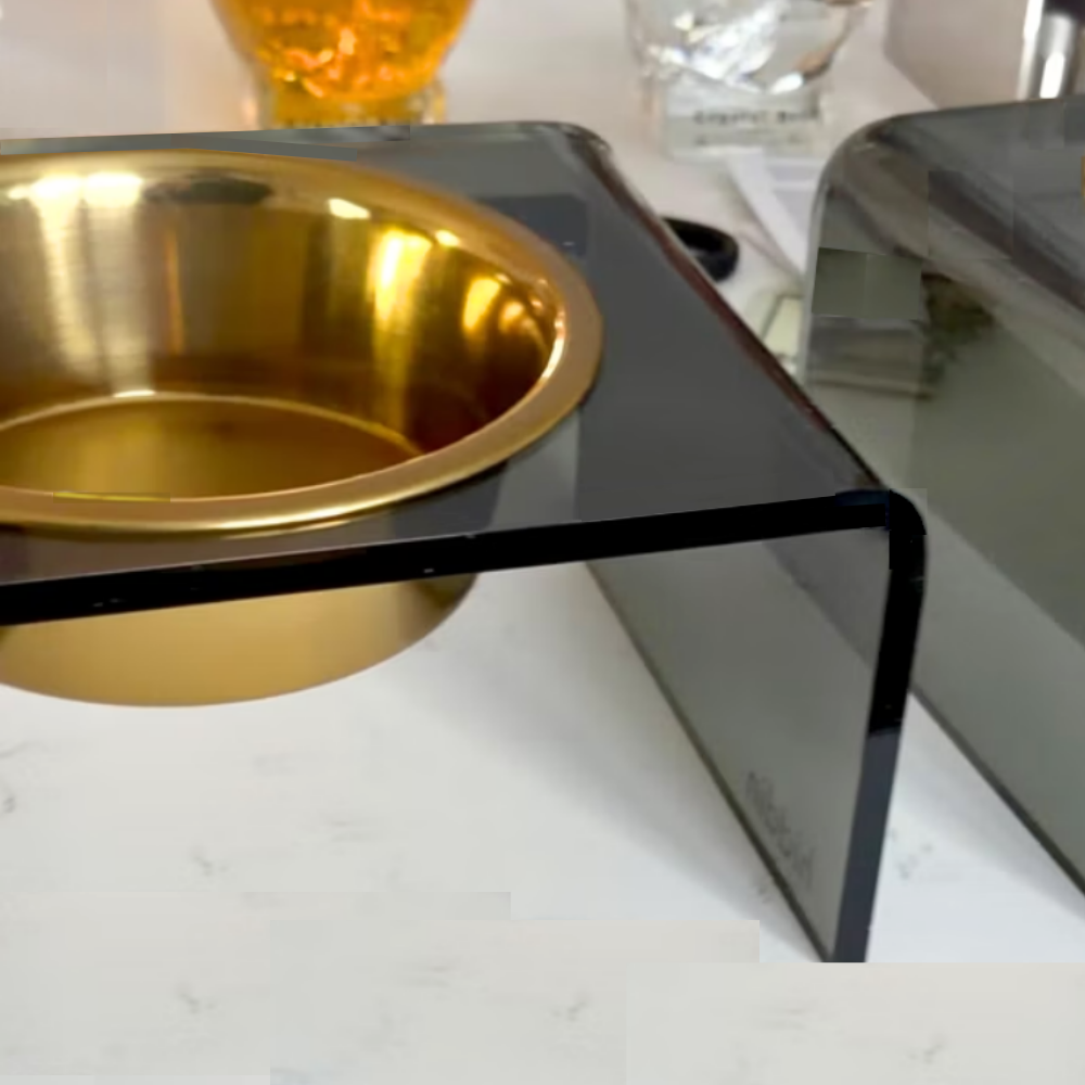 Hiddin Smoke Grey Lucite Feeder with Metal Bowls – alternate view 21