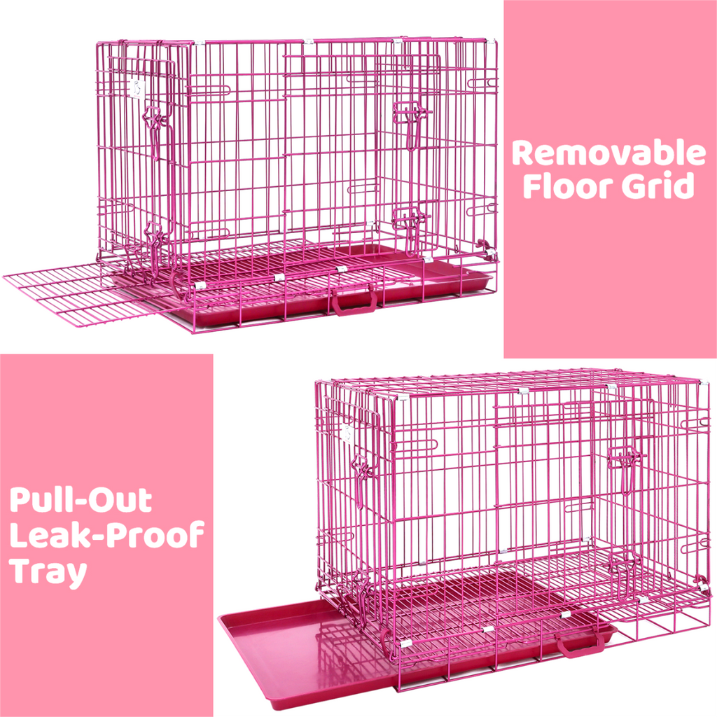 24-42 Inch Pink Wire Dog Crate – alternate view 4