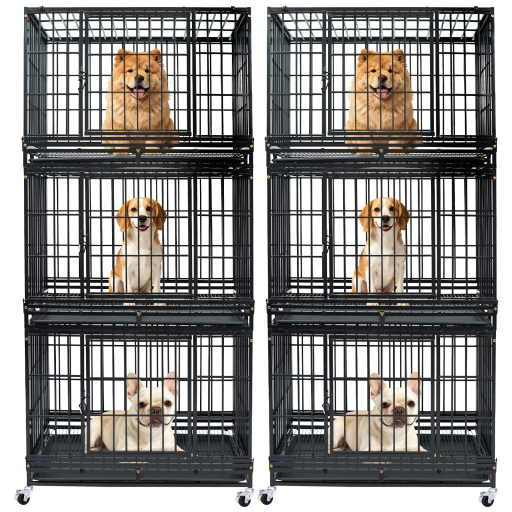 37 Inch Stackable Heavy Duty Dog Kennel – Foldable – alternate view 12